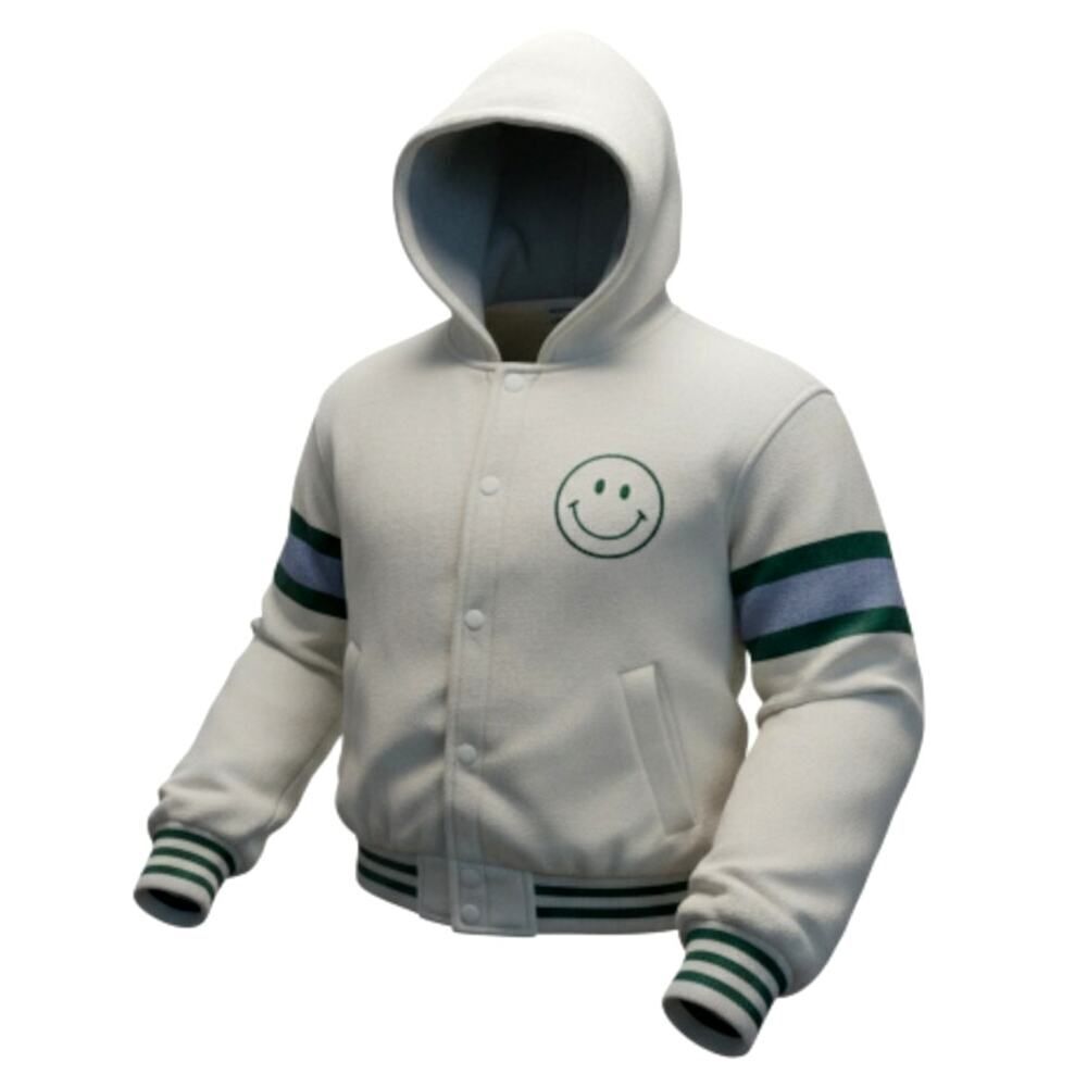 Girls No Comment White & Light Blue Smiley Face Hoodie - Size: M (10/12)